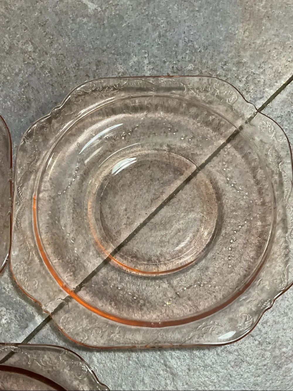 Pink Depression Glass Dinner Plates - Set of 3